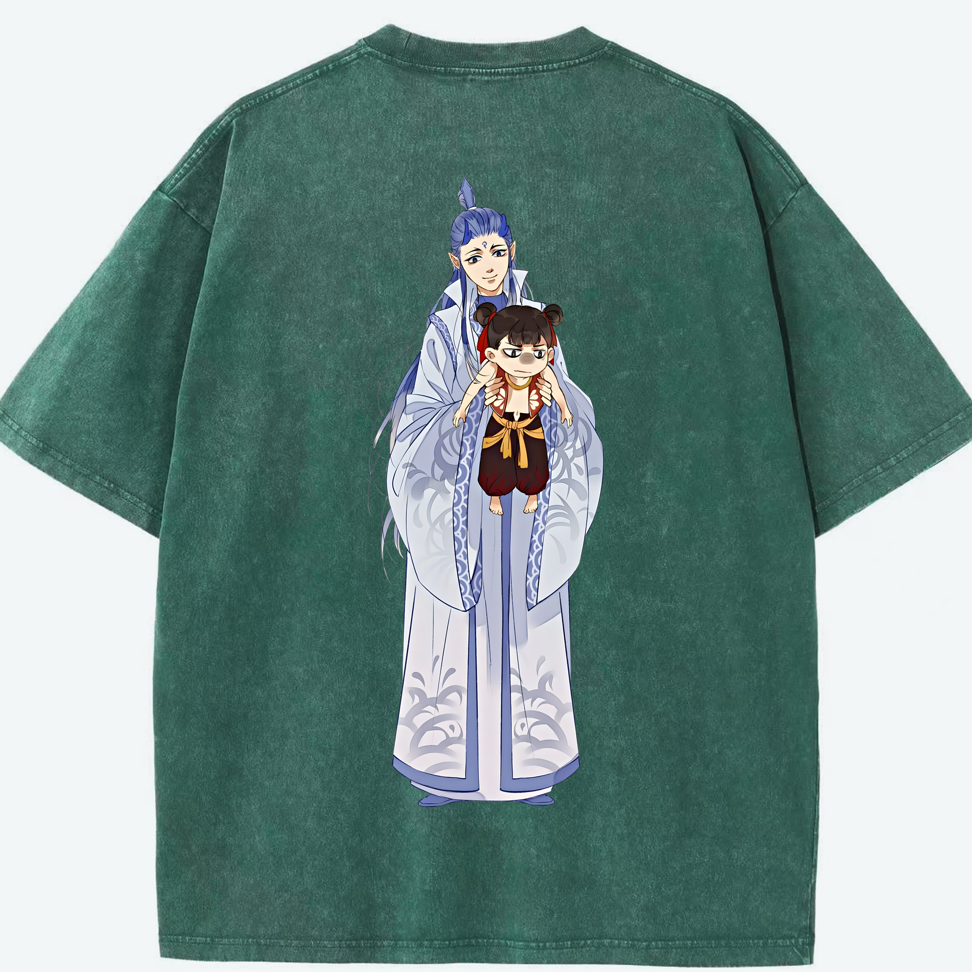 （画像用） Ne Zha 2 ナタ 魔童の大暴れ 綿100% ヴィンテージ風 半袖Tシャツ（背面プリント）